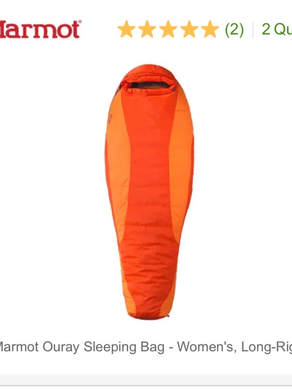 Brand new never used Marmot Goose down women’s L sleeping bag